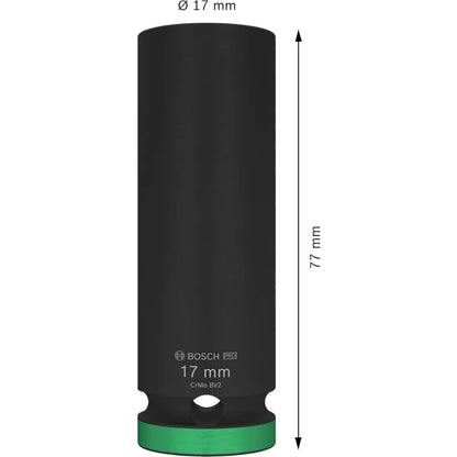 BOSCH PRO Impact Socket, 1/2", 17 mm, Deep 2608003049