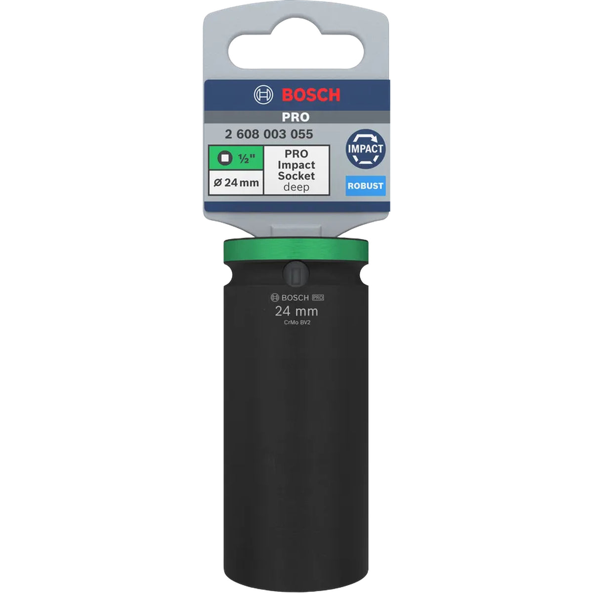BOSCH PRO Impact Socket, 1/2", 24 mm, Deep 2608003055
