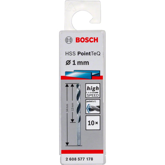 BOSCH HSS Twist Drill Bit PointTeQ 1.0mm 2608577178