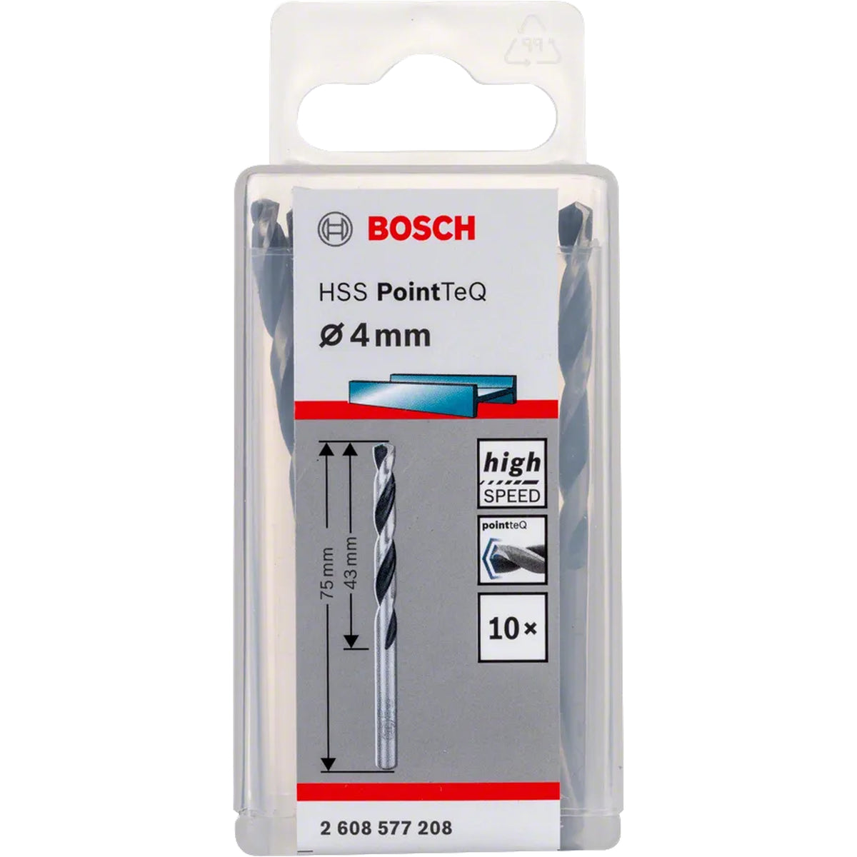 BOSCH HSS Twist Drill Bit PointTeQ 4.0mm 2608577208