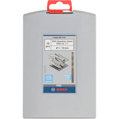 BOSCH PRO Stainless Steel HSS-Co Twist Drill Bit Set, 19 pcs 2608587014