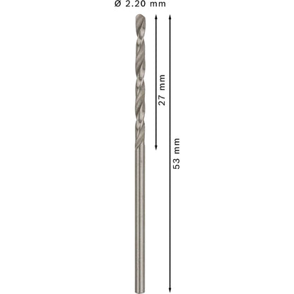 BOSCH PRO Metal HSS-G Twist Drill Bit Standard Length, 2.2 x 27 x 53 mm, 10 pcs 2608595052