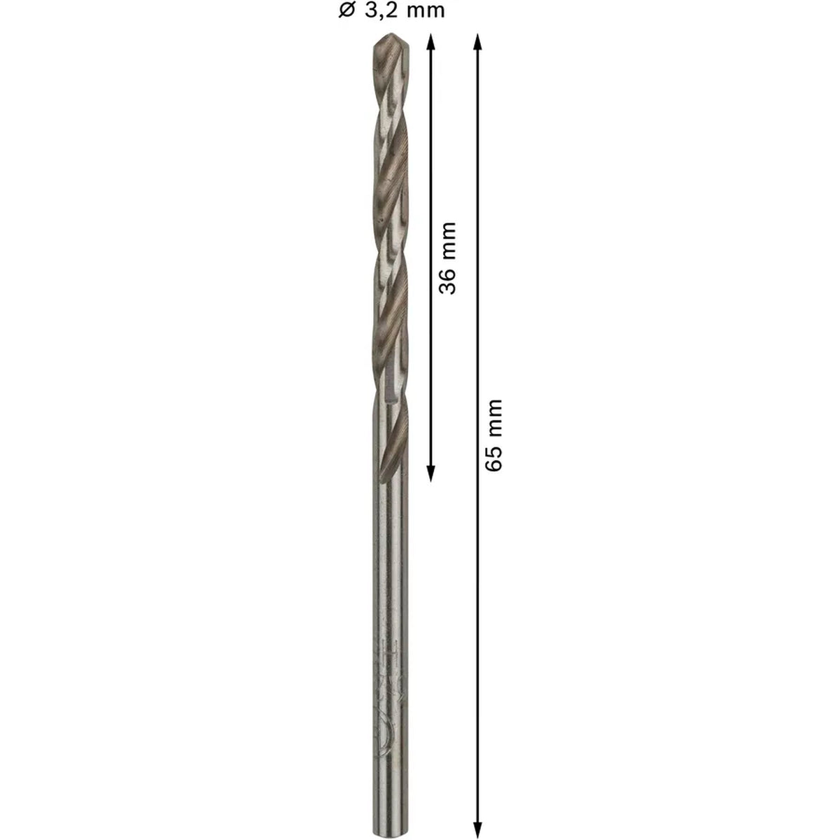 BOSCH PRO Metal HSS-G Twist Drill Bit Standard Length, 3.2 x 36 x 65 mm, 10 pcs 2608595056