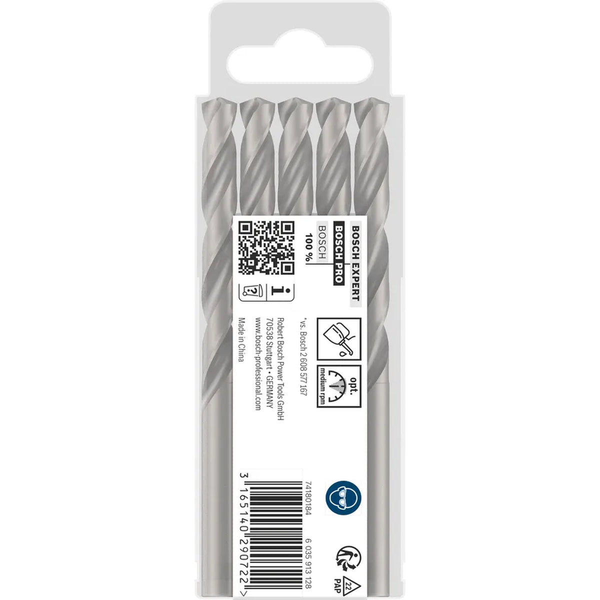 BOSCH PRO Metal HSS-G Twist Drill Bit Standard Length, 8 x 75 x 117 mm, 5 pcs 2608595072