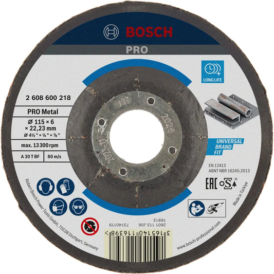 BOSCH PRO Metal Bonded Grinding Disc, 115 x 6 x 22.23 mm, oSa 2608600218