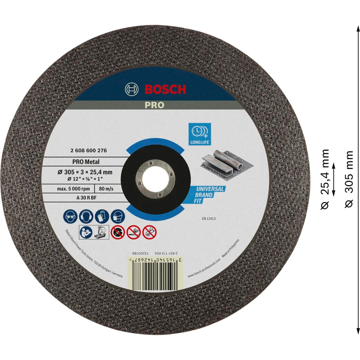 BOSCH PRO Metal Cutting Disc, 305 x 3 x 25.4 mm 2608600276