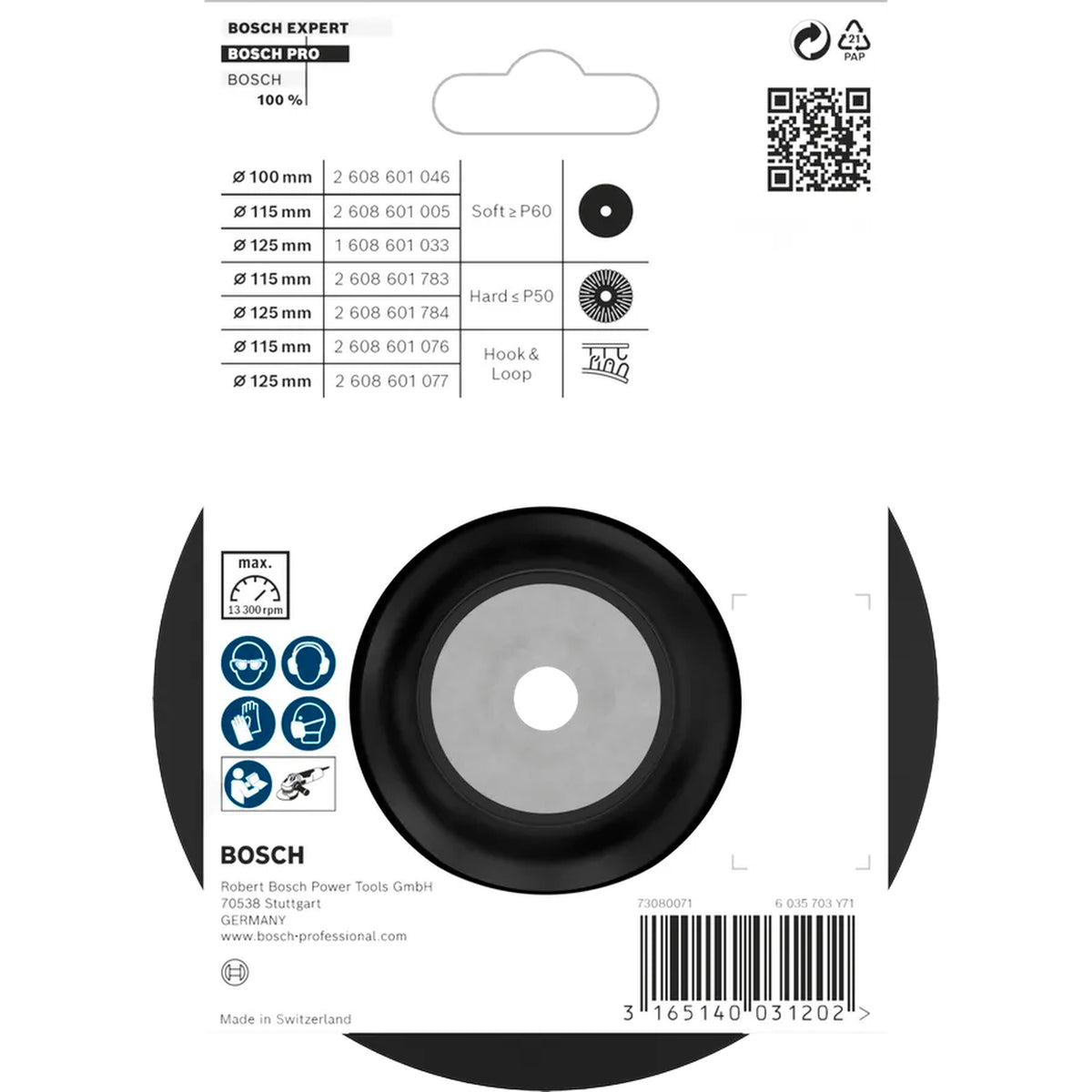 BOSCH PRO Backing Pad Soft, 115 mm, M14 2608601005