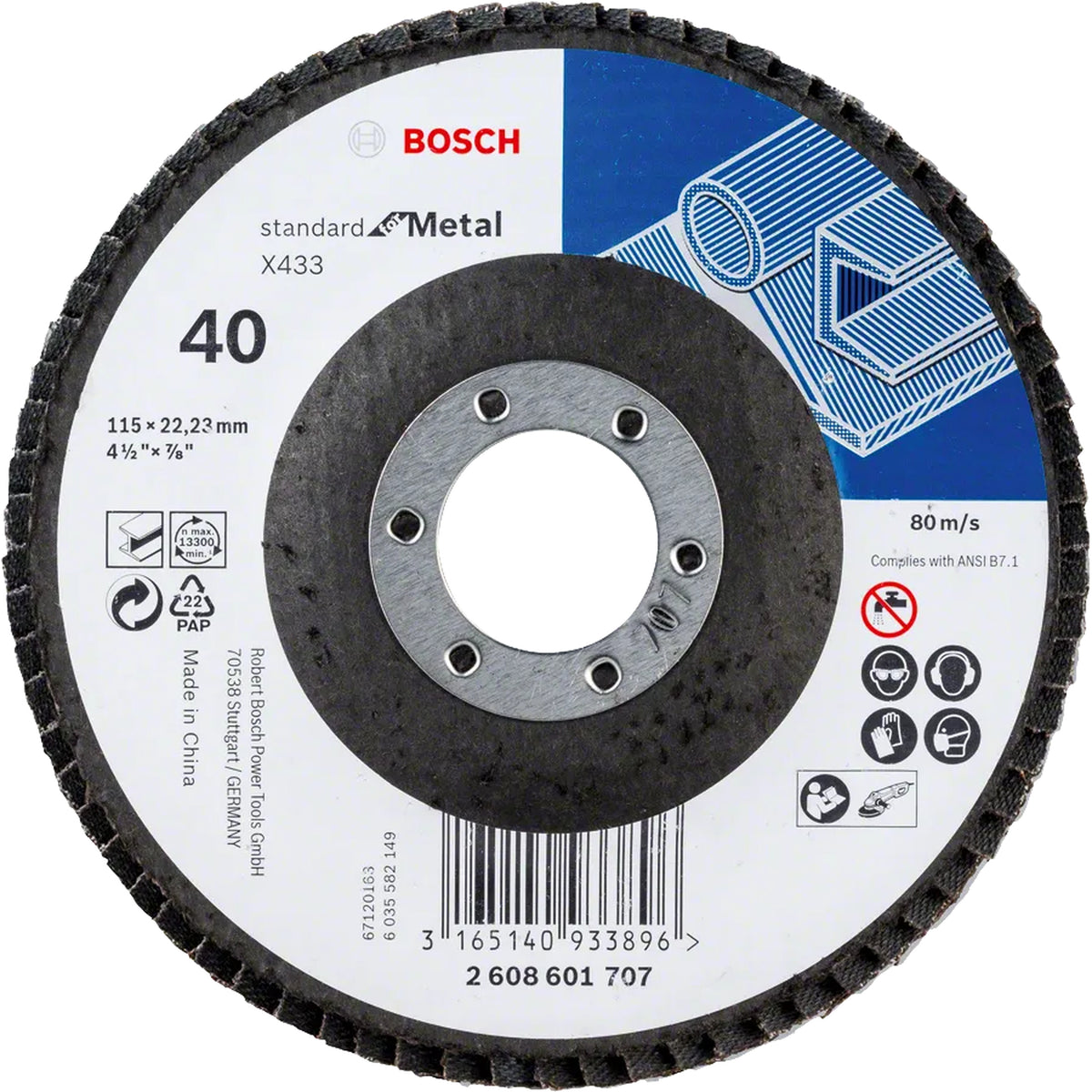 BOSCH X433 Standard for Metal Flap Disc 115 mm, G40 2608601707