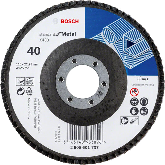 BOSCH X433 Standard for Metal Flap Disc 115 mm, G40 2608601707
