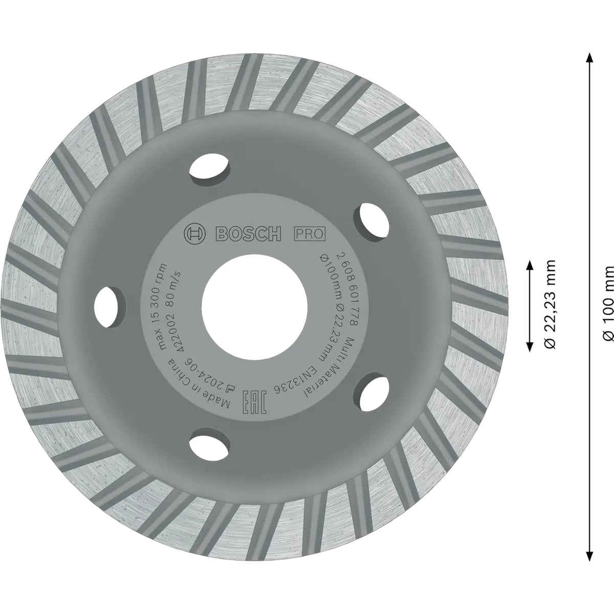 BOSCH PRO Multi Material Grinding Head, 2.5 x 100 x 22.23 mm 2608601778