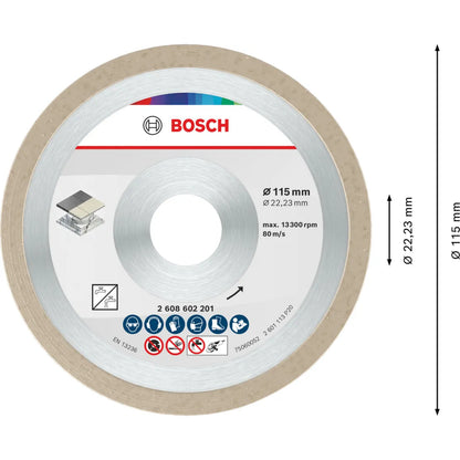 BOSCH Ceramic Cutting Disc, 115 x 7 mm, Bore 22.23 mm 2608602201