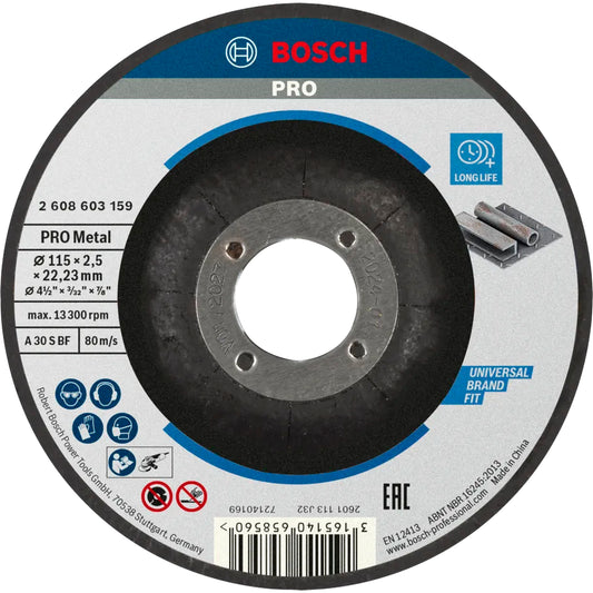 BOSCH PRO Metal Bonded Cutting Disc, 115 x 2.5 x 22.23 mm 2608603159
