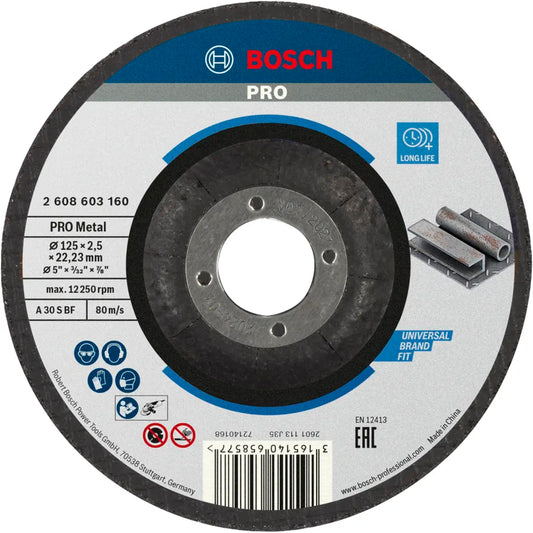 BOSCH PRO Metal Bonded Cutting Disc, 125 x 2.5 x 22.23 mm 2608603160
