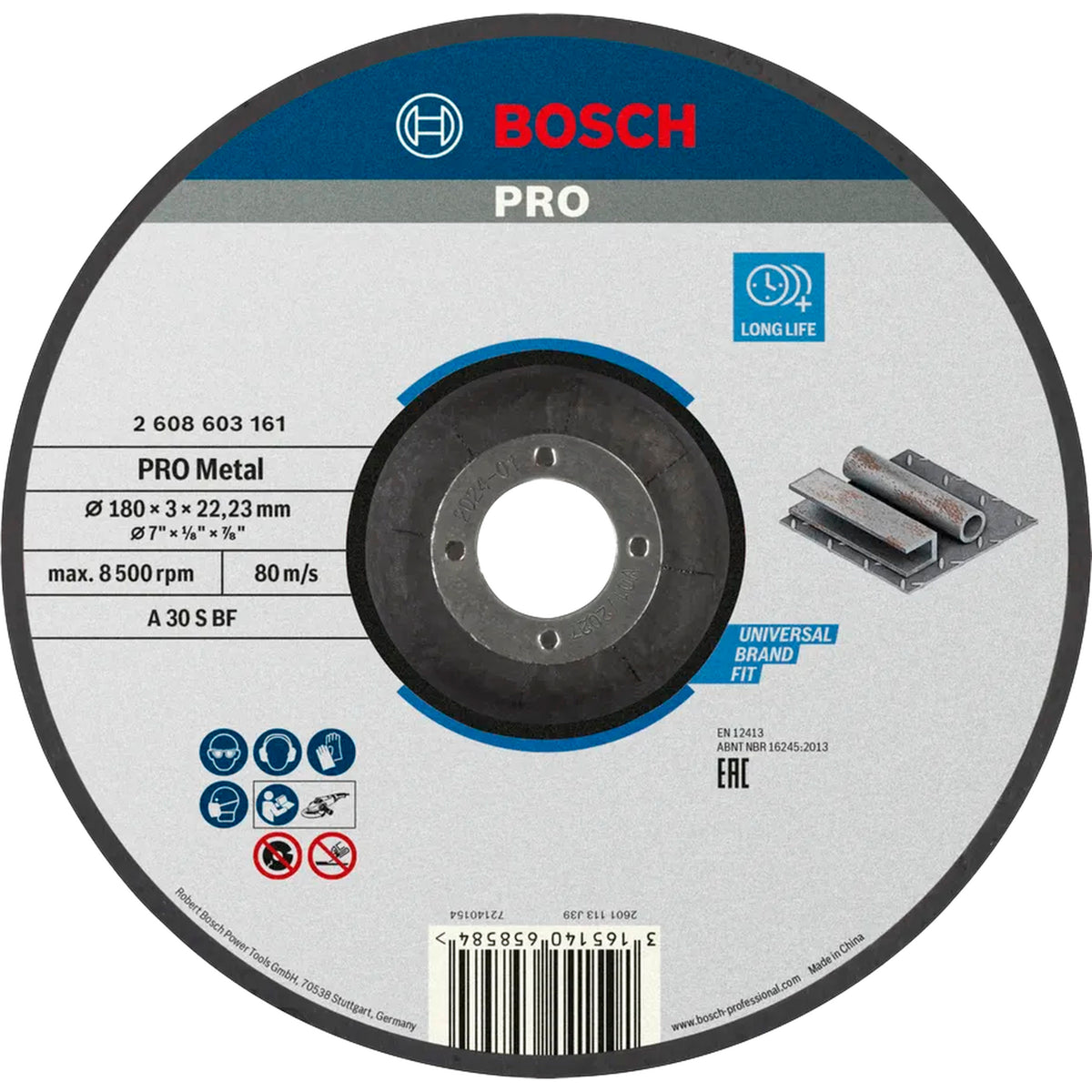 BOSCH PRO Metal Bonded Cutting Disc, 180 x 3 x 22.23 mm 2608603161