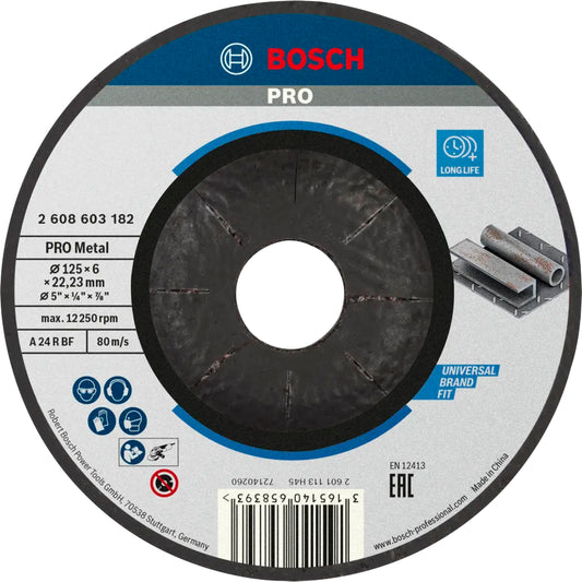 BOSCH PRO Metal Bonded Grinding Disc, 125 x 6 x 22.23 mm 2608603182