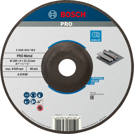 BOSCH PRO Metal Bonded Grinding Disc, 180 x 6 x 22.23 mm 2608603183