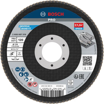 BOSCH PRO X571 Flap Disc, Angled, 115 mm, G120 2608607319