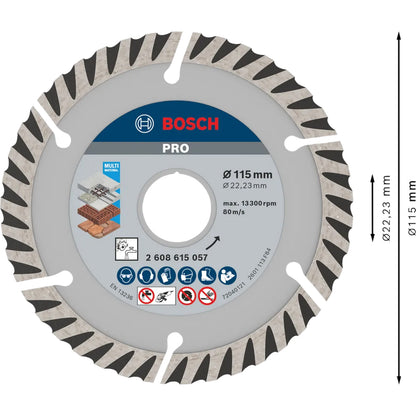 BOSCH PRO Multi Material Diamond Disc, 115 x 22.23 mm 2608615057