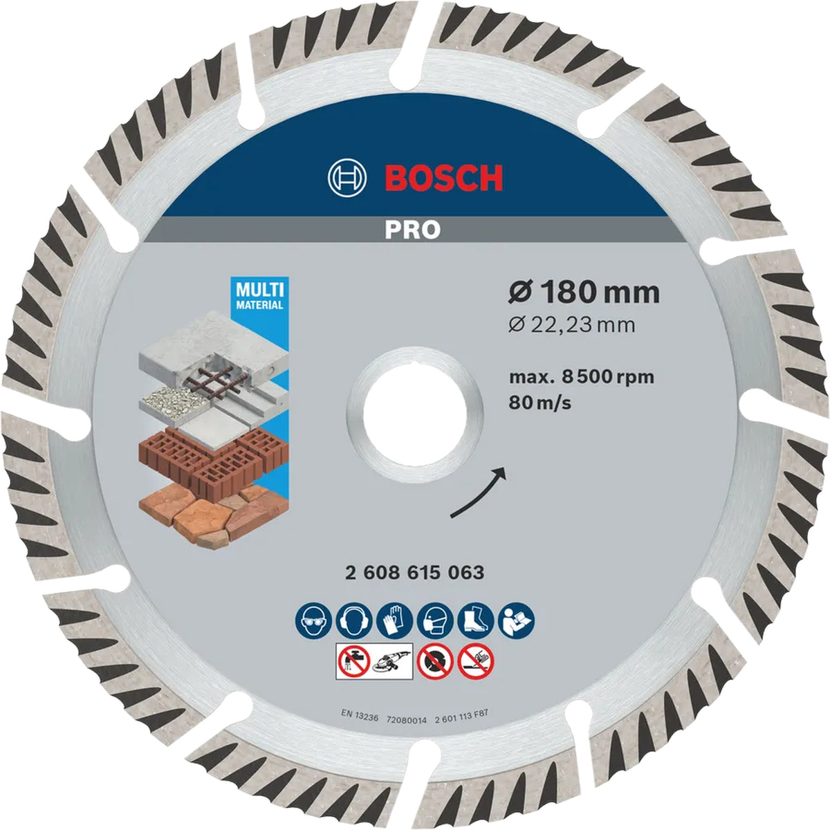 BOSCH PRO Multi Material Diamond Disc, 180 x 22.23 mm 2608615063