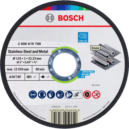 BOSCH Stainless Steel and Metal Cutting Disc, 125 x 1 x 22.23 mm 2608619768