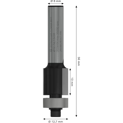 BOSCH PRO Router Bit Bottom Bearing Flush Trim, Ø 12.7 x L 13, Shank 8 mm 2608628347