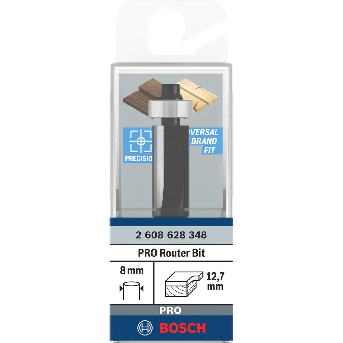 BOSCH PRO Router Bit Bottom Bearing Flush Trim, Ø 12.7 x L 25.4, Shank 8 mm 2608628348
