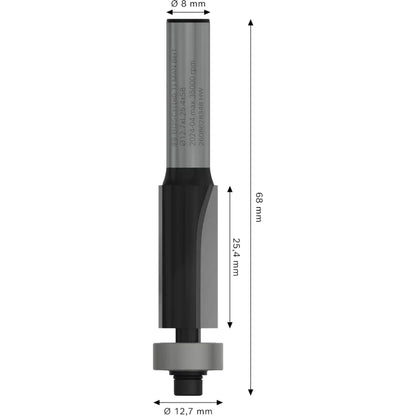 BOSCH PRO Router Bit Bottom Bearing Flush Trim, Ø 12.7 x L 25.4, Shank 8 mm 2608628348
