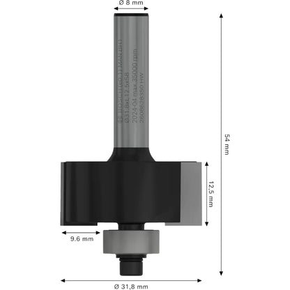 BOSCH PRO Router Bit Rabbeting, 9.6 mm, Shank 8 mm 2608628350
