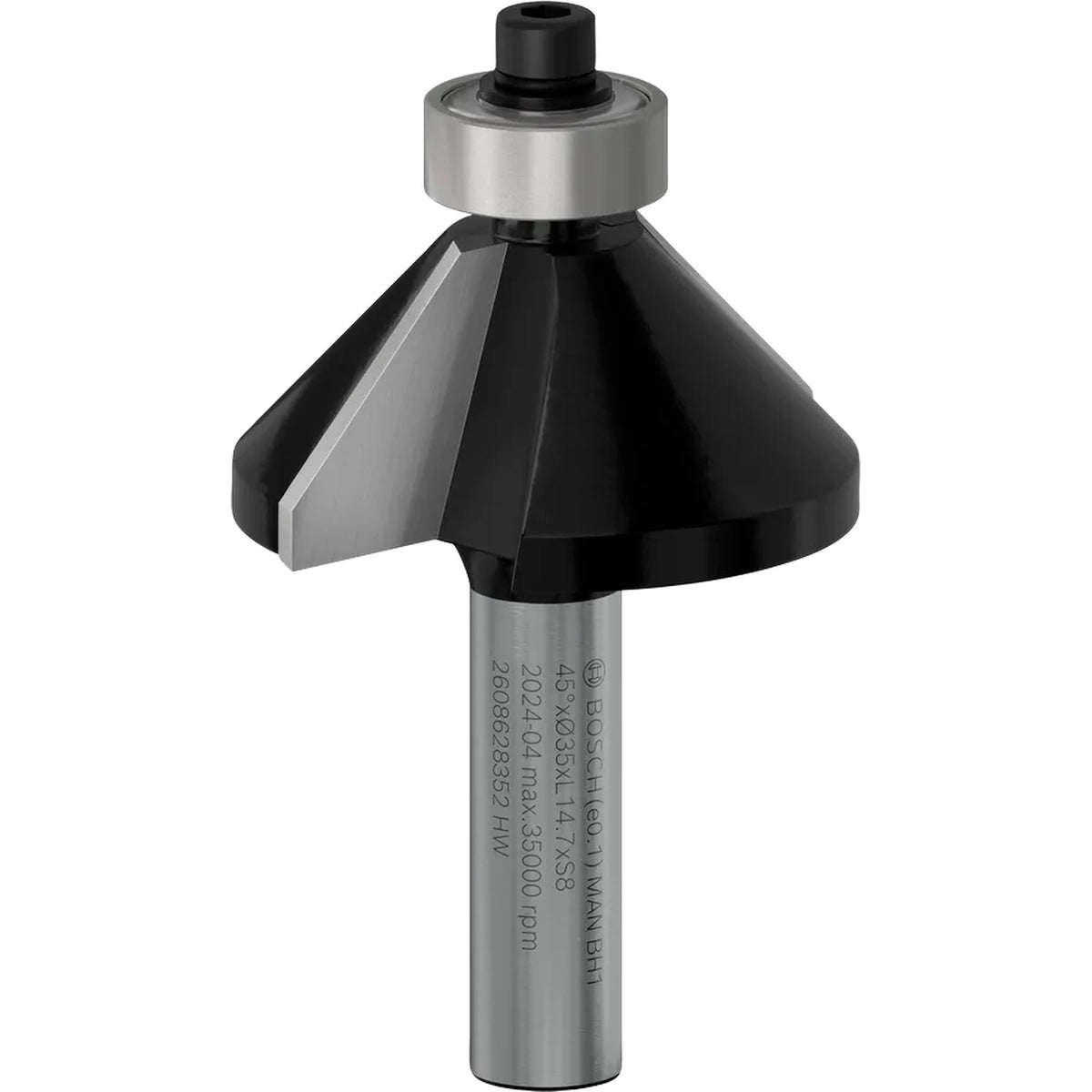 BOSCH PRO Router Bit Chamfer, 45°, Shank 8 mm 2608628352
