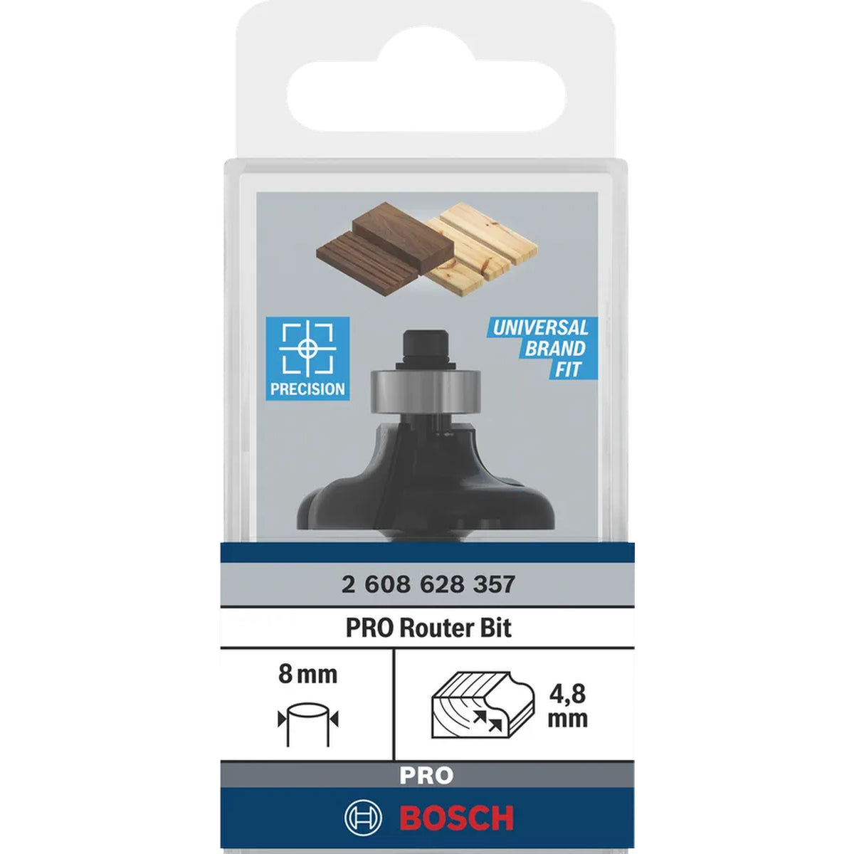 BOSCH PRO Router Bit Ogee Fillet, R 4.8, Shank 8 mm 2608628357