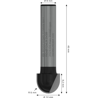 BOSCH PRO Router Bit Core Box, R 6, Shank 8 mm 2608628368