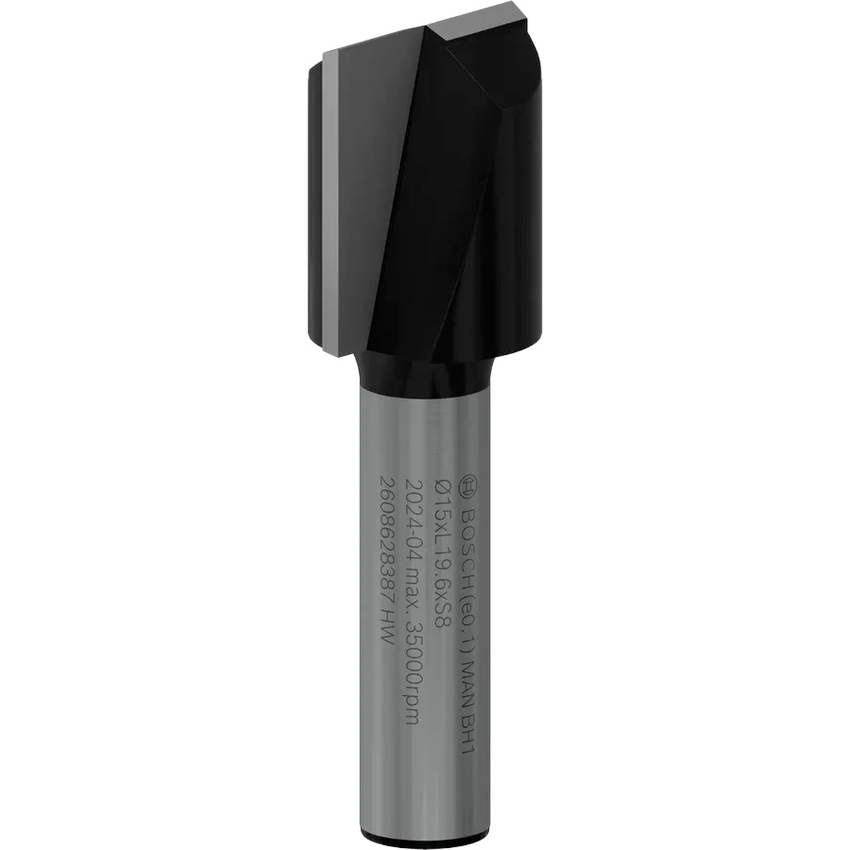 BOSCH PRO Router Straight Bit, Two Flutes, Ø 15 x L 19.6, Shank 8 mm 2608628387