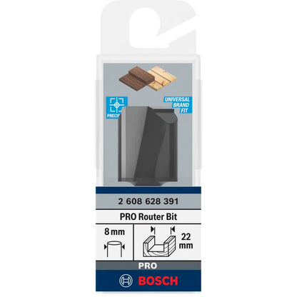BOSCH PRO Router Straight Bit, Two Flutes, Ø 22 x L 24.6, Shank 8 mm 2608628391