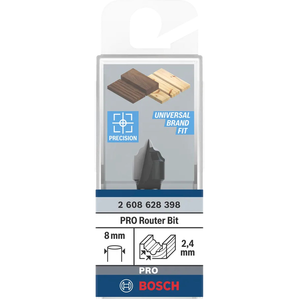 BOSCH PRO Router Bit Cove and Bead Groove, R 2.4, Shank 8 mm 2608628398