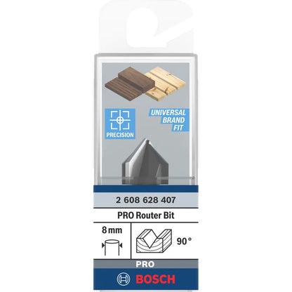 BOSCH PRO Router Bit V-Groove, 90° x Ø 16, Shank 8 mm 2608628407