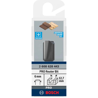 BOSCH PRO Router Straight Bit, Two Flutes, Ø 12.7 x L 19.6, Shank 6 mm 2608628443