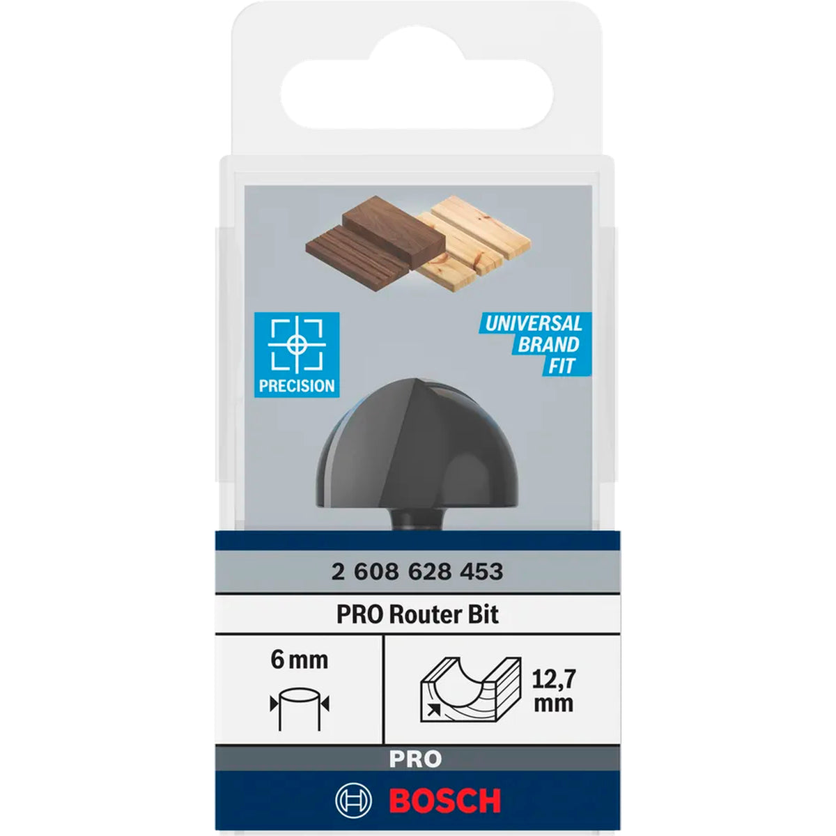 BOSCH PRO Router Bit Core Box, R 12.7, Shank 6 mm 2608628453