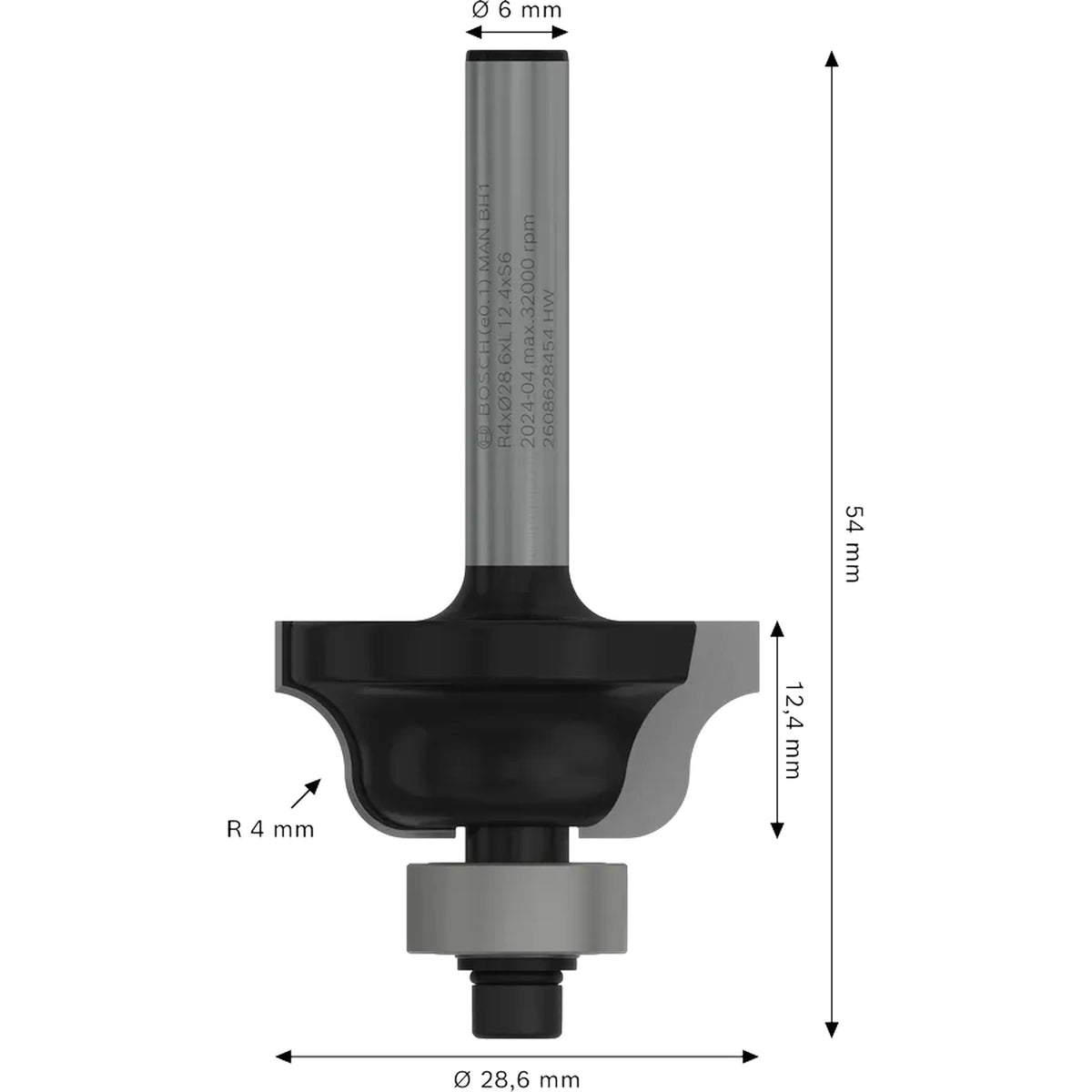 BOSCH PRO Router Bit Roman Ogee, R 4, Shank 6 mm 2608628454