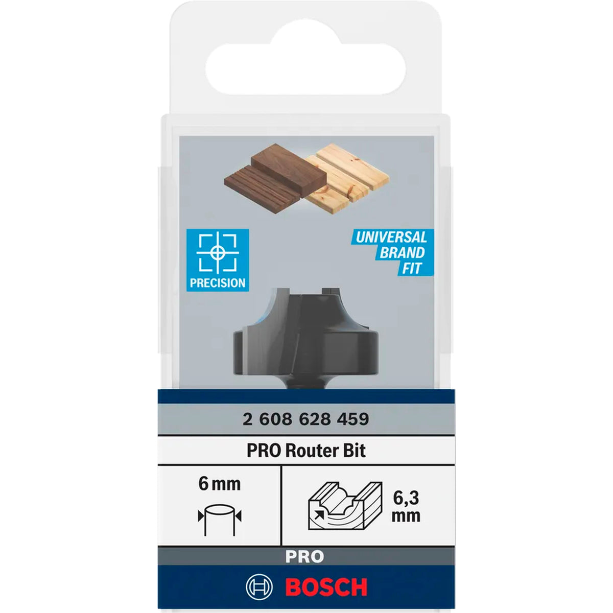 BOSCH PRO Router Bit Ovolo, R 6.3, Shank 6 mm 2608628459