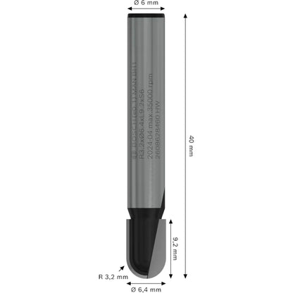 BOSCH PRO Router Bit Core Box, R 3.2, Shank 6 mm 2608628460