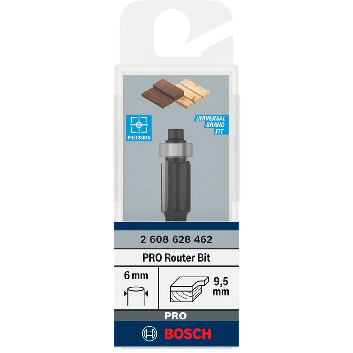 BOSCH PRO Router Bit Bottom Bearing Flush Trim, Ø 9.5 x L 13.7, Shank 6 mm 2608628462