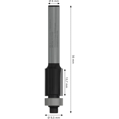 BOSCH PRO Router Bit Bottom Bearing Flush Trim, Ø 9.5 x L 13.7, Shank 6 mm 2608628462