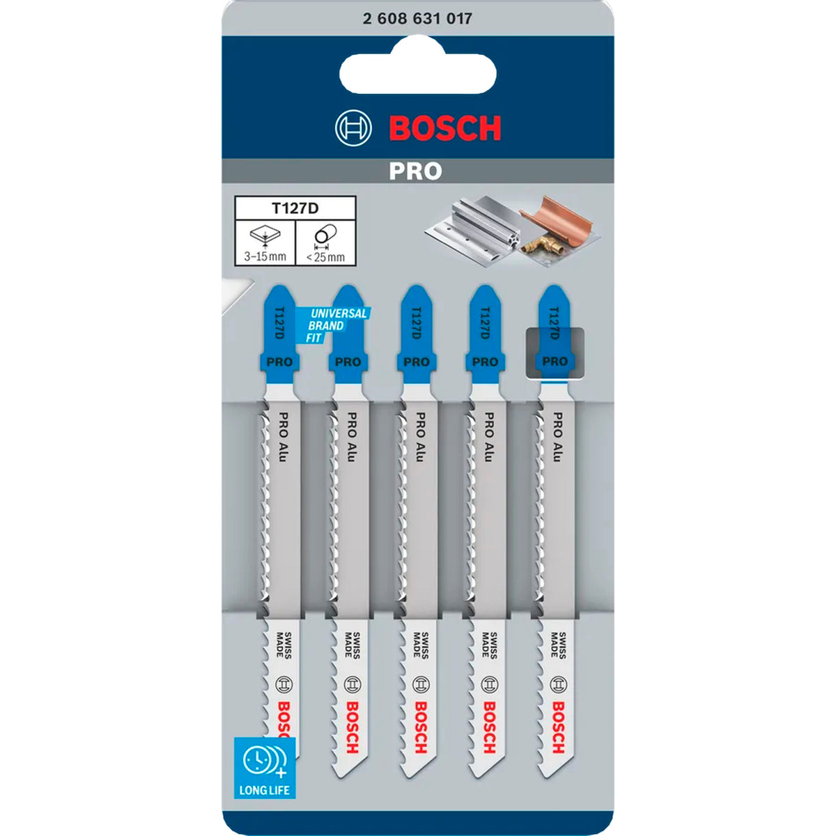 BOSCH PRO Alu T127D Jigsaw Blade, 100 mm, 5 pcs 2608631017