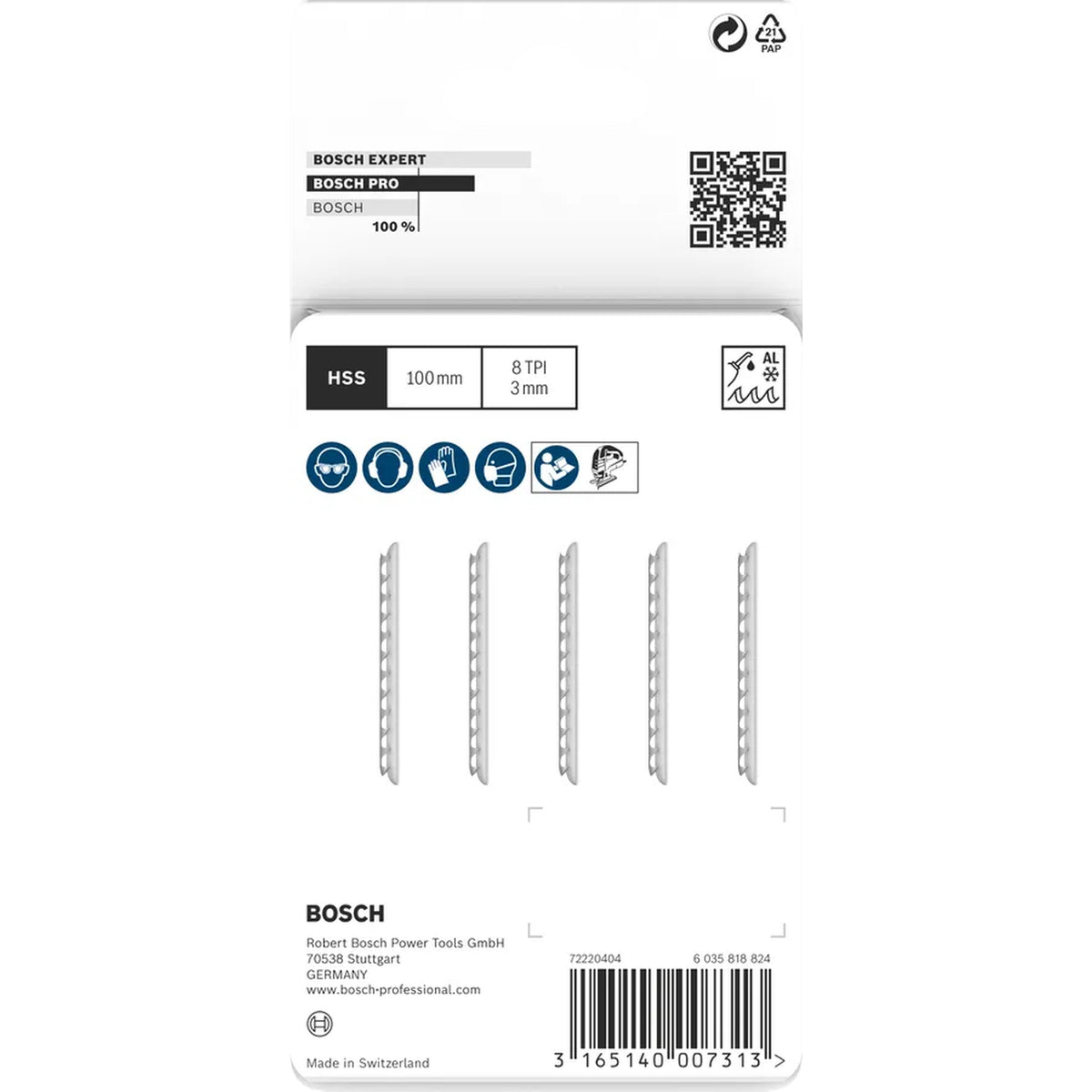 BOSCH PRO Alu T127D Jigsaw Blade, 100 mm, 5 pcs 2608631017