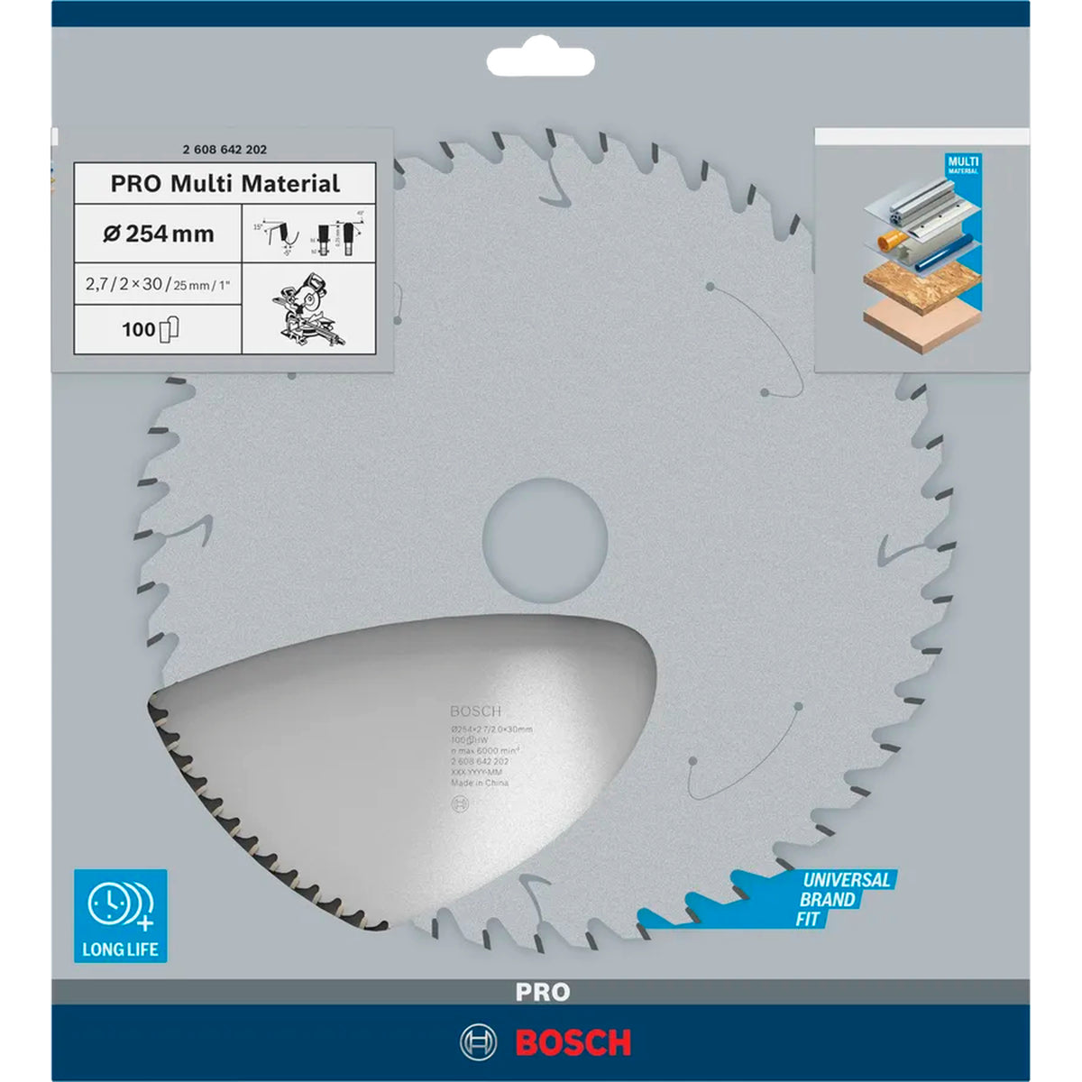 BOSCH PRO Multi Material Circular Saw Blade, 254 x 2.7 x 30 mm 2608642202