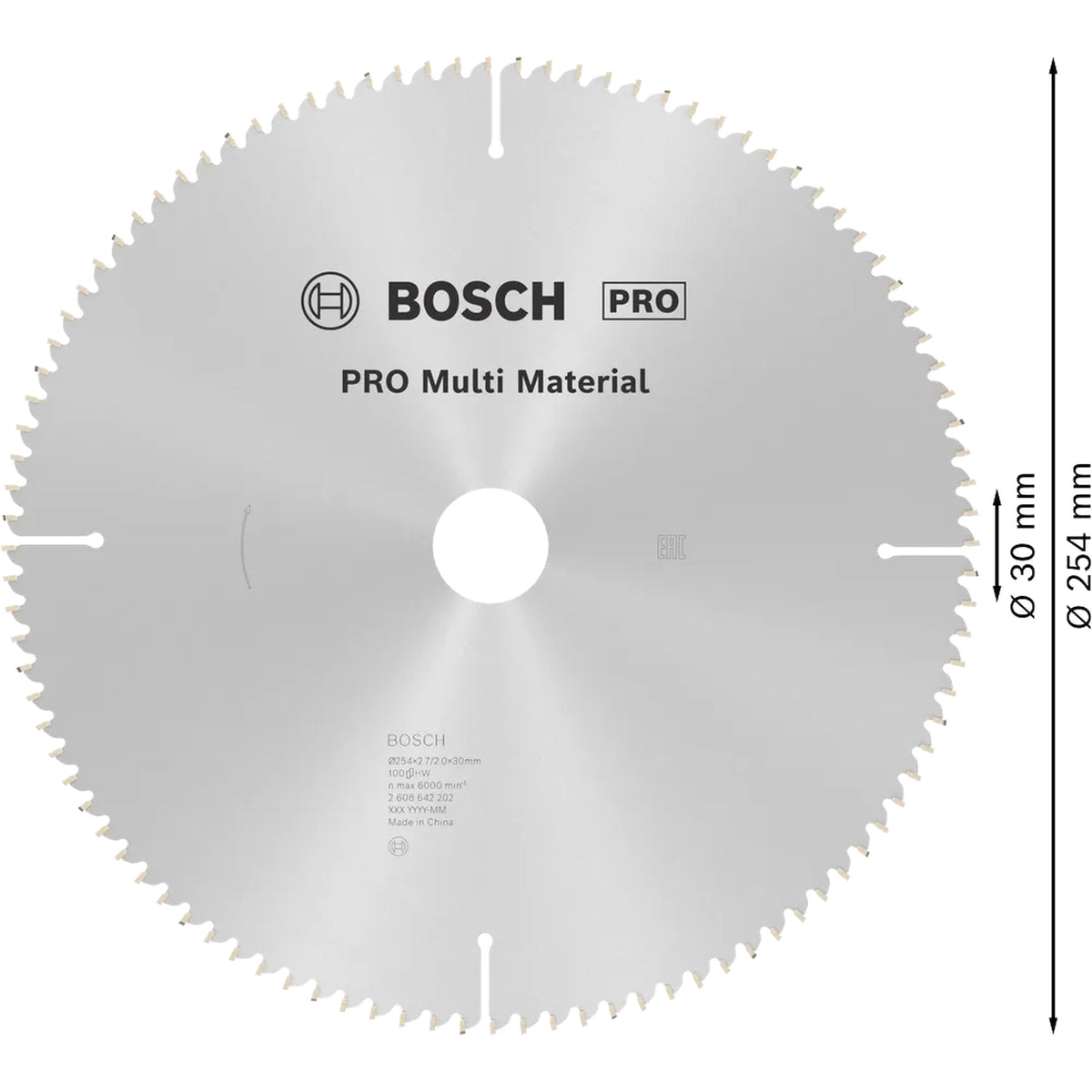 BOSCH PRO Multi Material Circular Saw Blade, 254 x 2.7 x 30 mm 2608642202