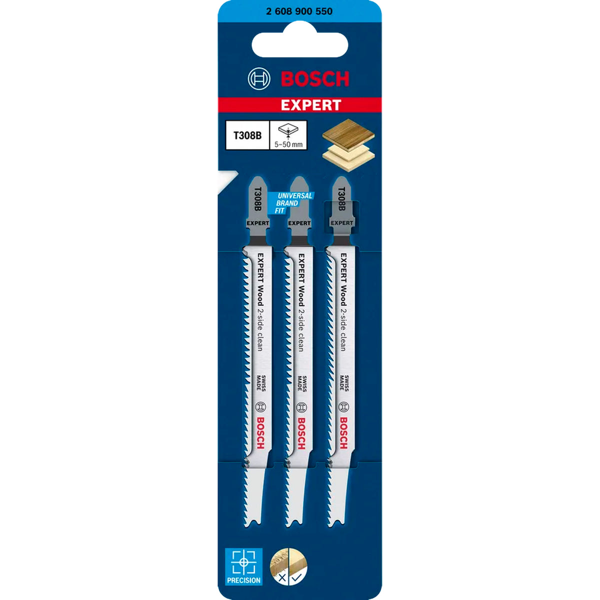 BOSCH EXPERT ‘Wood 2-side clean’ T 308 B Jigsaw Blade 3-pc 2608900550