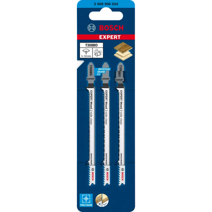 BOSCH EXPERT Wood 2-side clean T308BO Jigsaw Blade, 3 pcs 2608900554