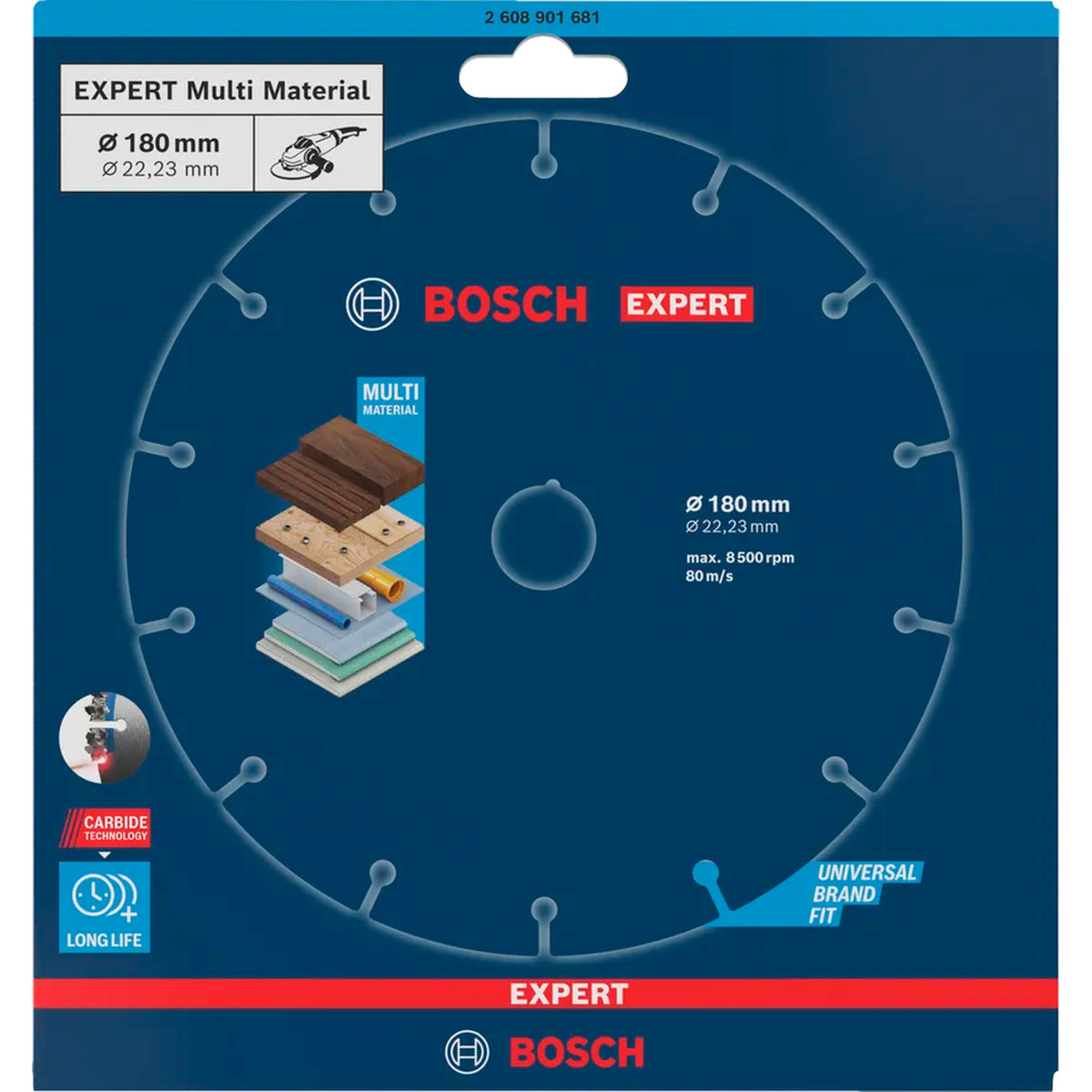 BOSCH EXPERT Multi Material Carbide Cutting Disc, 180 x 22.23 mm 2608901681