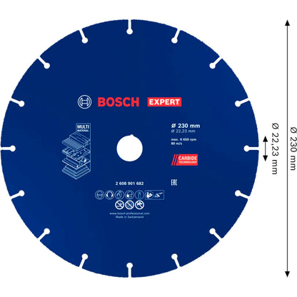 BOSCH EXPERT Multi Material Carbide Cutting Disc, 230 x 22.23 mm 2608901682